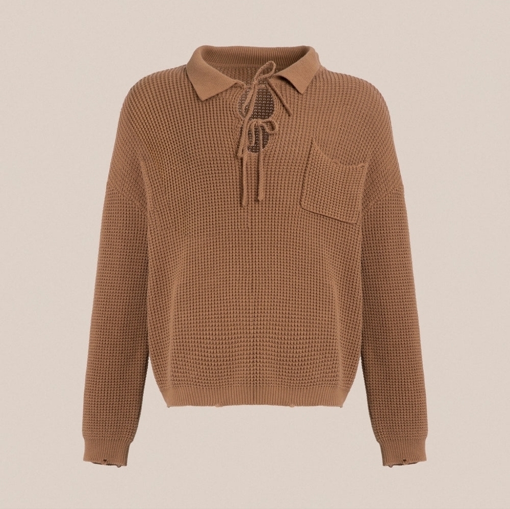 FOUND Tie-Collar Knit Sweater